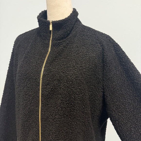 Jones New York Women's Full Zip Side Pockets Fleece Sherpa Black Jacket Size 1X - Picture 3 of 9